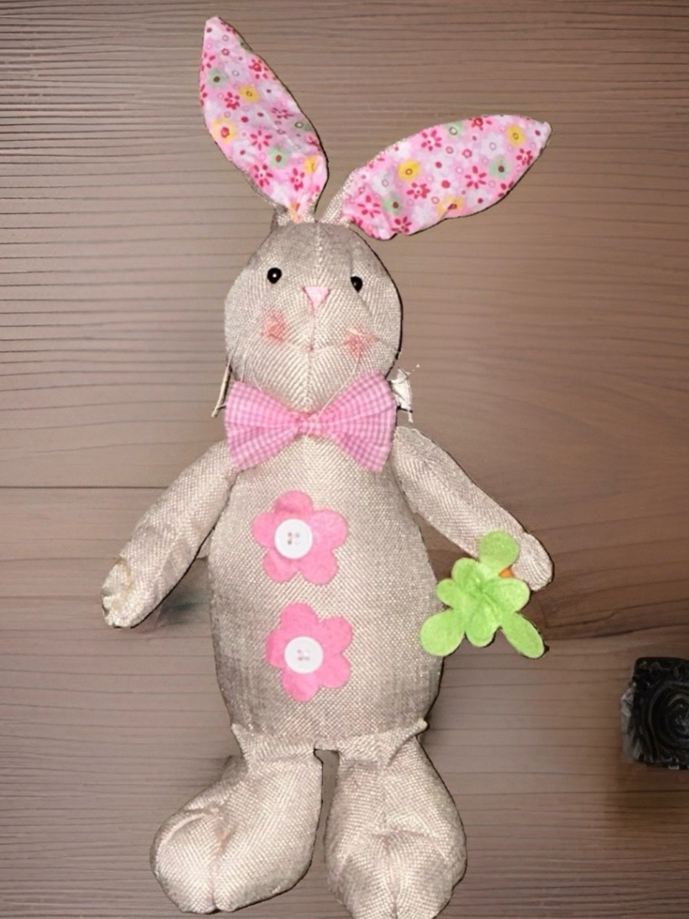 Easter Burlap Stuffed Bunny Rabbit Holding Carrot 18” Creative Design
